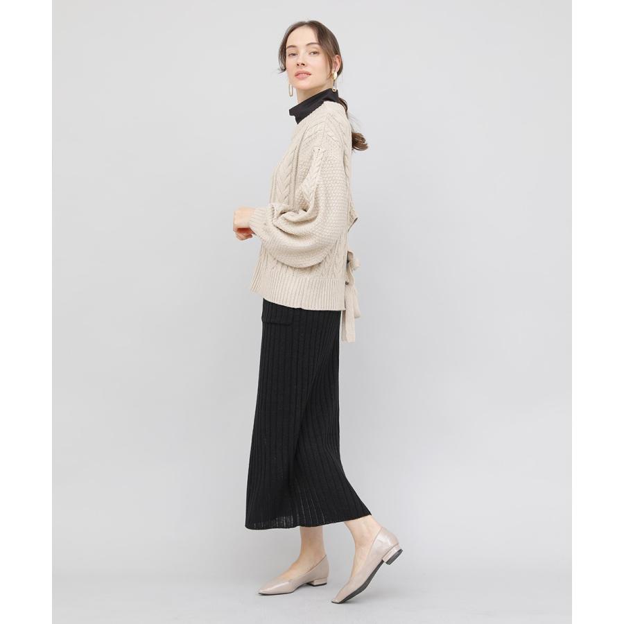 バックデザインケーブルニット ケーブルニット レディース セーター ニット 長袖 秋冬 リボン スリット ケーブル 【BELL】 |  | 03