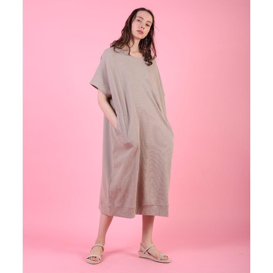 ゆったりワッフルワンピース ワッフル ワンピース 春夏 ゆったり 半袖 tシャツワンピース ロング カジュアル 綿 コットン カットソー 春ワンピ 【BELL】 |  | 01
