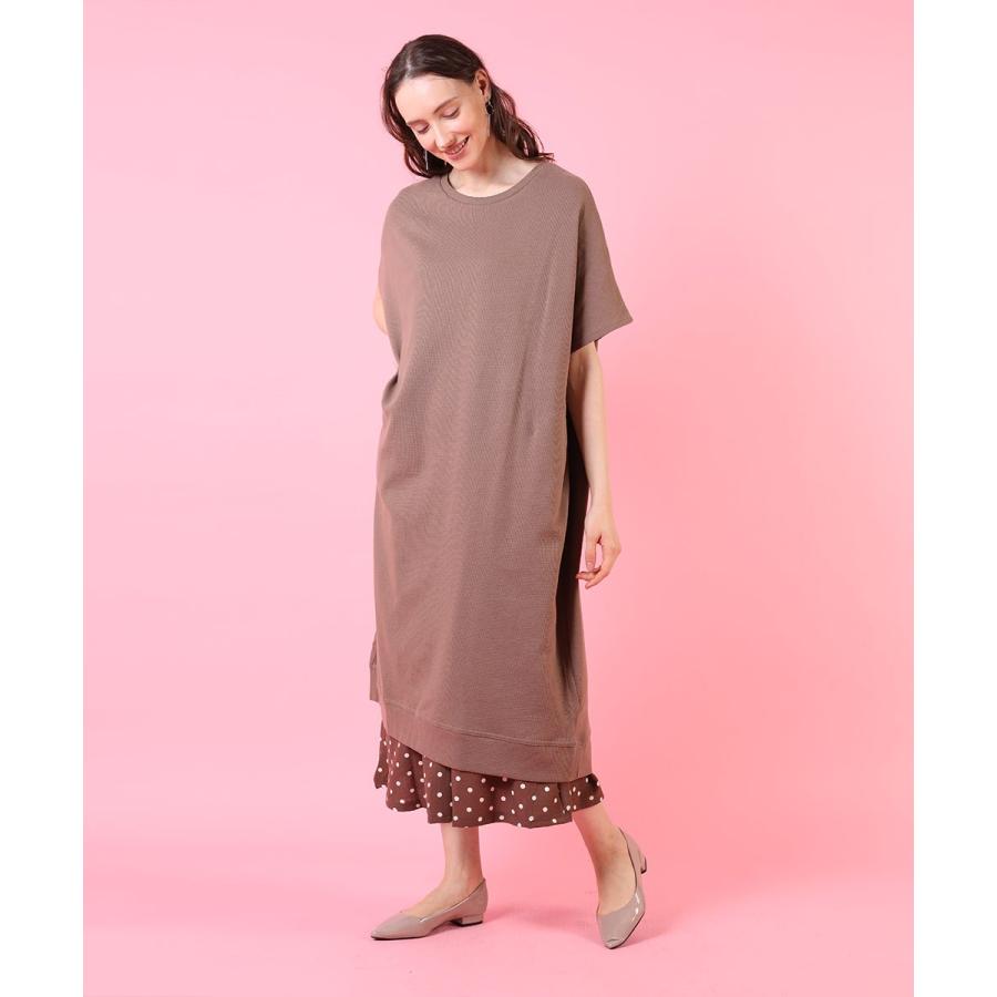 ゆったりワッフルワンピース ワッフル ワンピース 春夏 ゆったり 半袖 tシャツワンピース ロング カジュアル 綿 コットン カットソー 春ワンピ 【BELL】 |  | 07