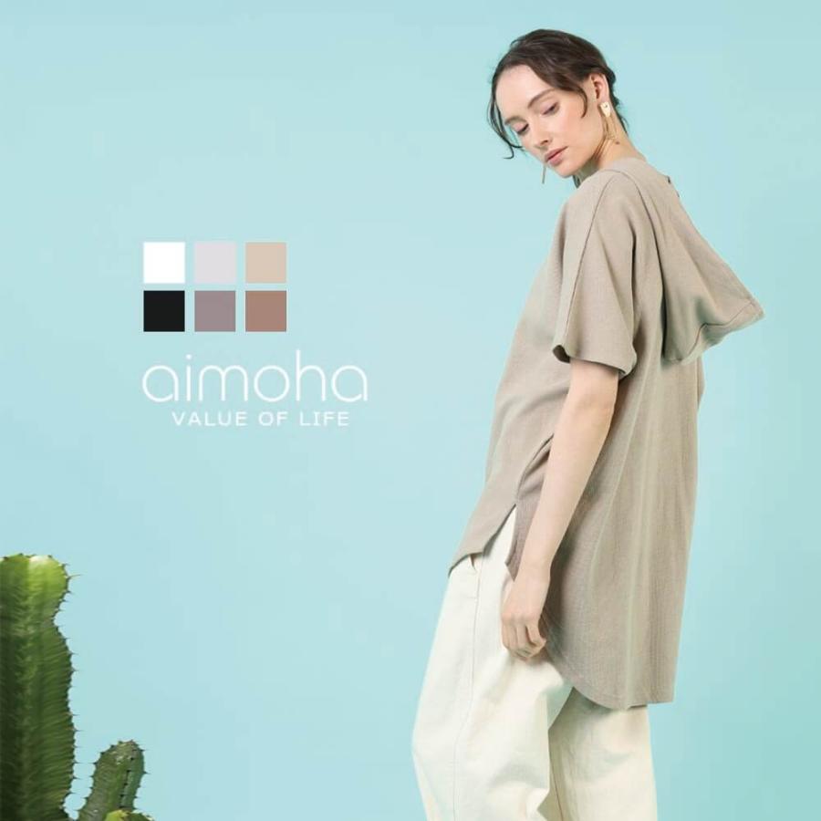 tシャツ レディース 半袖 綿 レディース カジュアル ゆったり ワッフル パーカー フード パーカーtシャツ  無地 カットソー 春 夏 【BELL】 | 