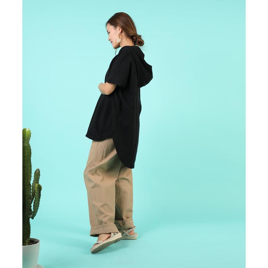 tシャツ レディース 半袖 綿 レディース カジュアル ゆったり ワッフル パーカー フード パーカーtシャツ  無地 カットソー 春 夏 【BELL】 |  | 11