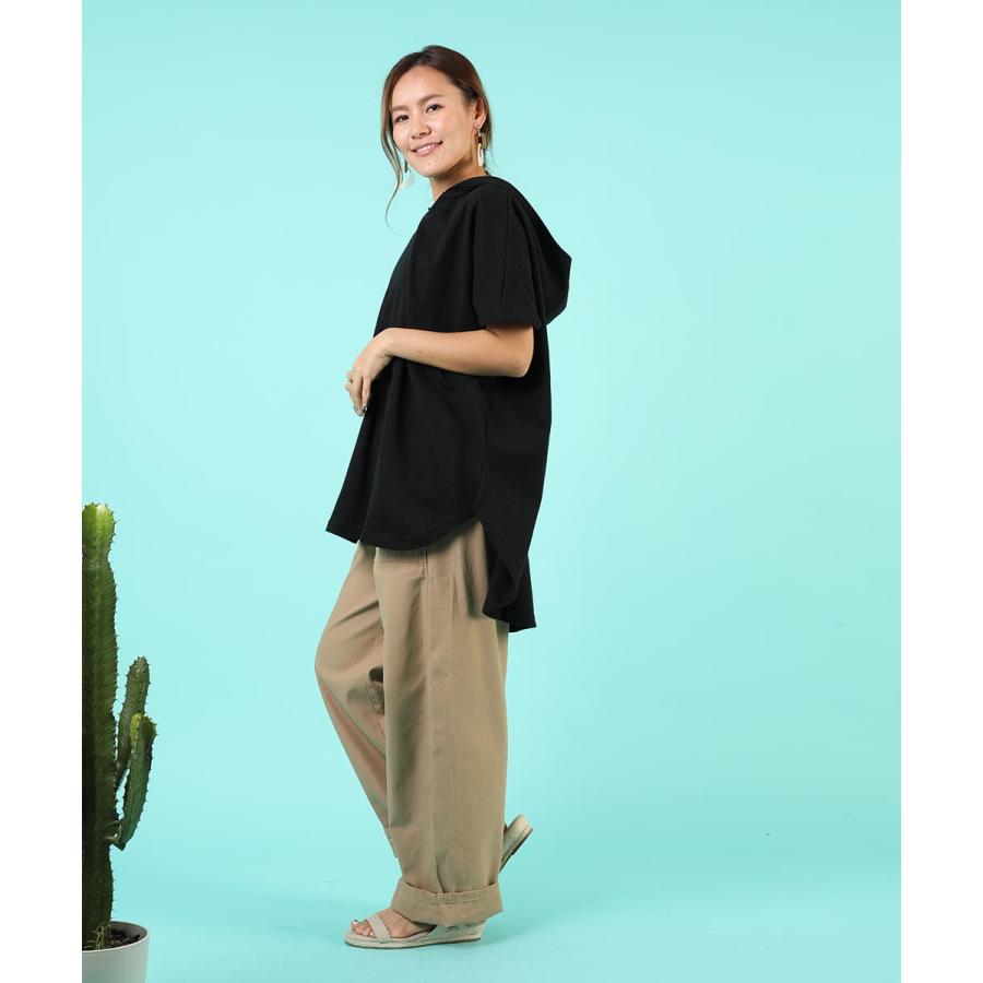 tシャツ レディース 半袖 綿 レディース カジュアル ゆったり ワッフル パーカー フード パーカーtシャツ  無地 カットソー 春 夏 【BELL】 |  | 12