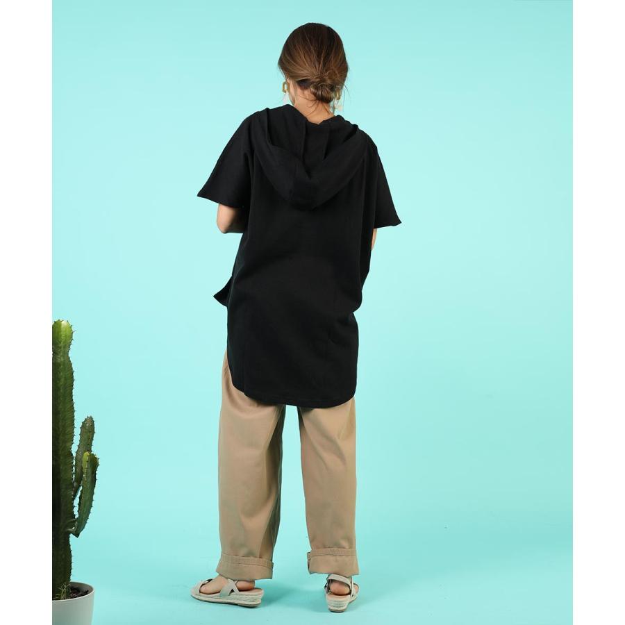 tシャツ レディース 半袖 綿 レディース カジュアル ゆったり ワッフル パーカー フード パーカーtシャツ  無地 カットソー 春 夏 【BELL】 |  | 13