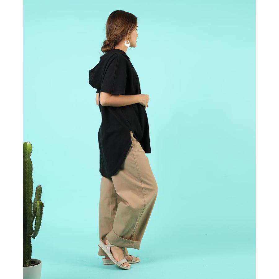 tシャツ レディース 半袖 綿 レディース カジュアル ゆったり ワッフル パーカー フード パーカーtシャツ  無地 カットソー 春 夏 【BELL】 |  | 14