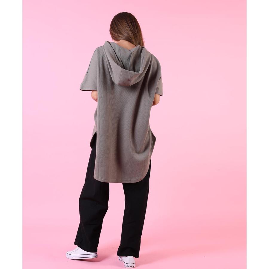 tシャツ レディース 半袖 綿 レディース カジュアル ゆったり ワッフル パーカー フード パーカーtシャツ  無地 カットソー 春 夏 【BELL】 |  | 17