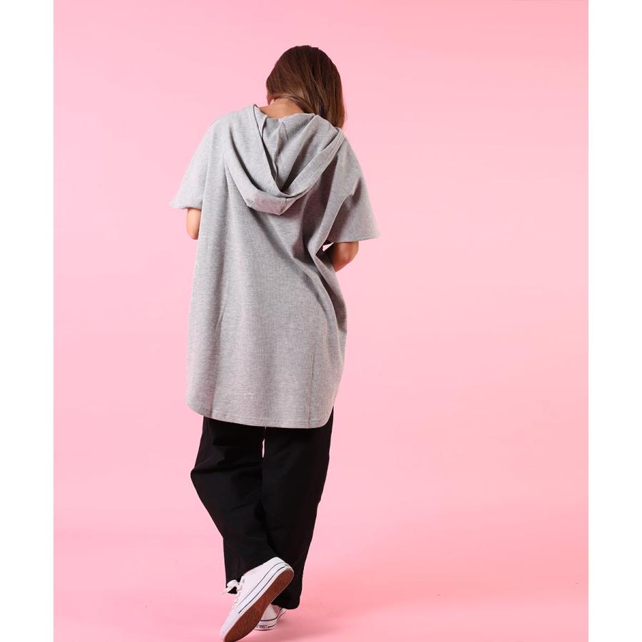 tシャツ レディース 半袖 綿 レディース カジュアル ゆったり ワッフル パーカー フード パーカーtシャツ  無地 カットソー 春 夏 【BELL】 |  | 18