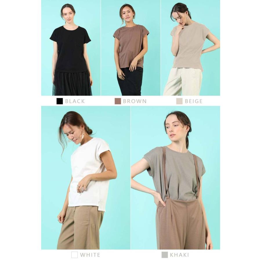 tシャツ レディース 半袖 綿 レディース フレンチスリーブ カジュアル 二の腕カバー フレンチ袖 トップス 無地 カットソー 春 夏 【BELL】 |  | 16