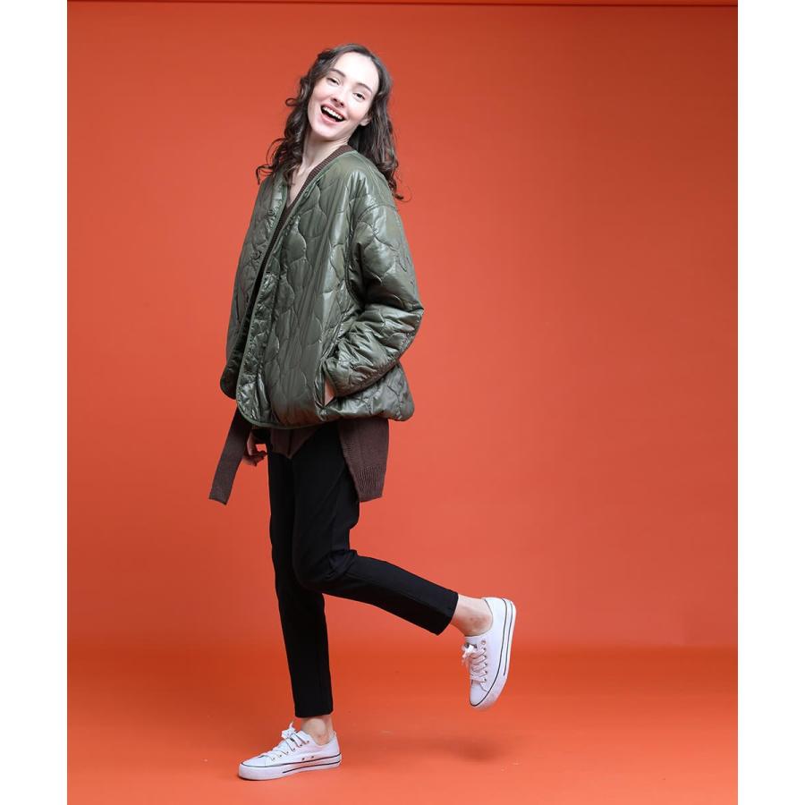 キルティングノーカラーブルゾン アウター 送料無料 菱型 レディース モデル着用 キルティング ジャケット 新作 冬 トレンド カジュアル |  | 11