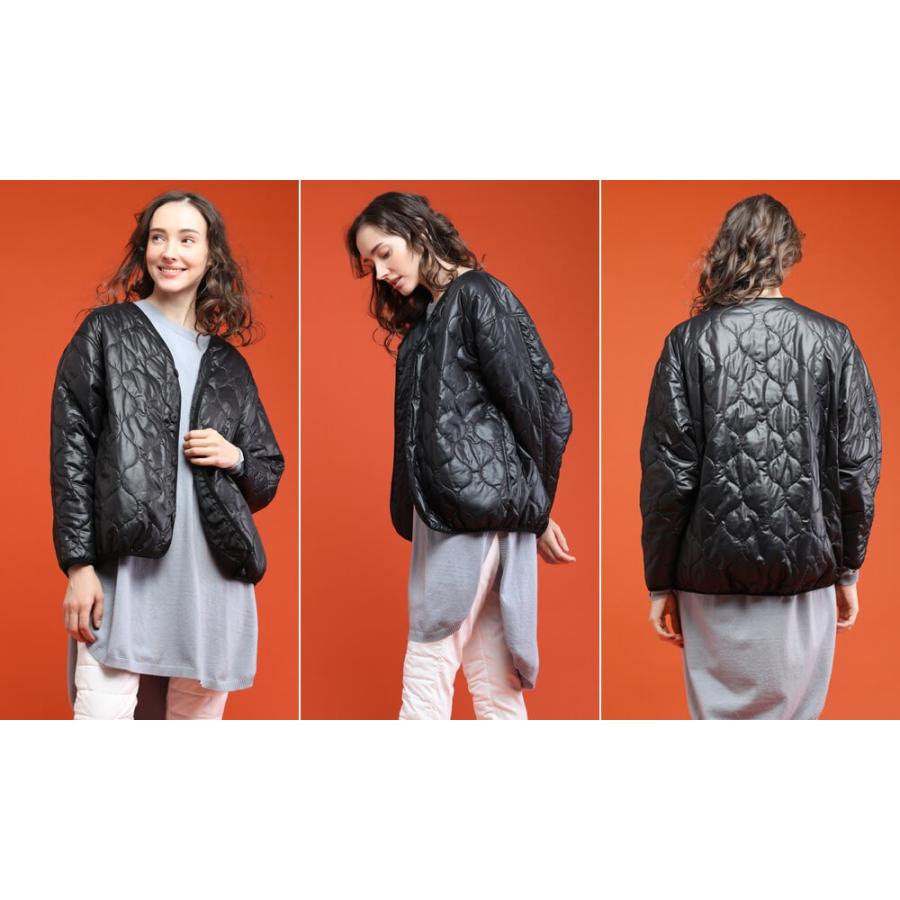 キルティングノーカラーブルゾン アウター 送料無料 菱型 レディース モデル着用 キルティング ジャケット 新作 冬 トレンド カジュアル |  | 12