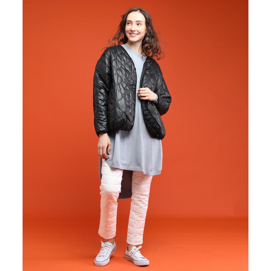 キルティングノーカラーブルゾン アウター 送料無料 菱型 レディース モデル着用 キルティング ジャケット 新作 冬 トレンド カジュアル |  | 02