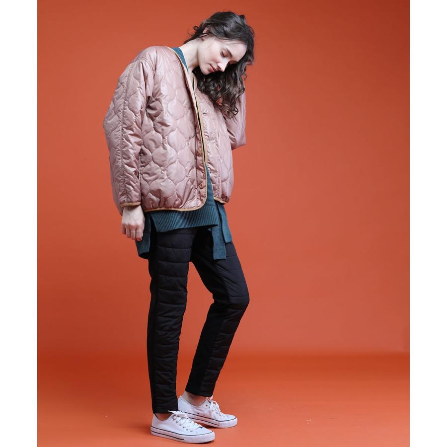 キルティングノーカラーブルゾン アウター 送料無料 菱型 レディース モデル着用 キルティング ジャケット 新作 冬 トレンド カジュアル |  | 07