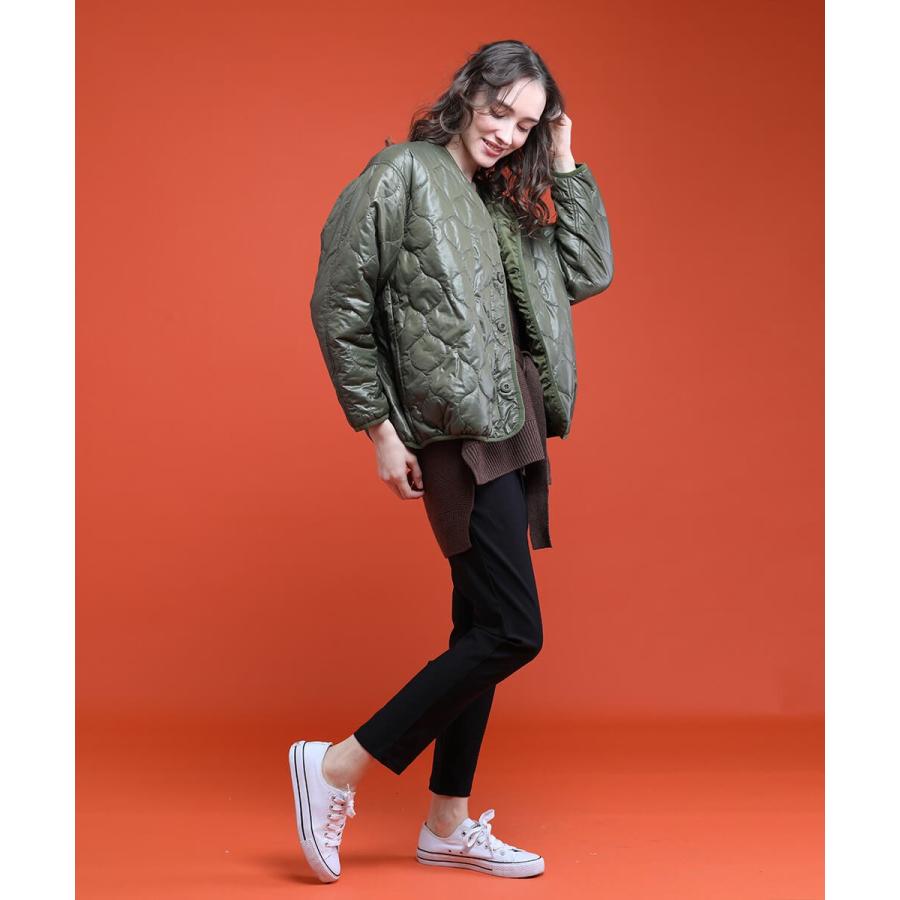 キルティングノーカラーブルゾン アウター 送料無料 菱型 レディース モデル着用 キルティング ジャケット 新作 冬 トレンド カジュアル |  | 08