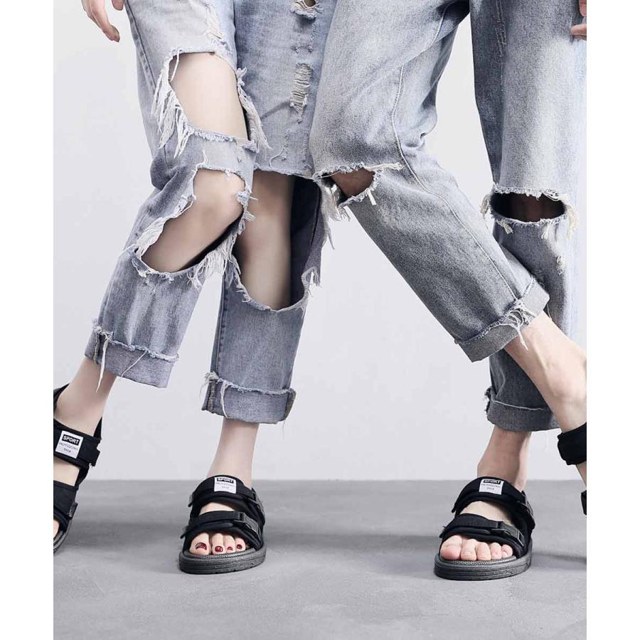 スポーツサンダル レディース 厚底 スポサン ウェッジソール 歩きやすい ピーチサンダル マジックテープ スポーツ サンダル ブラック レッド |  | 03