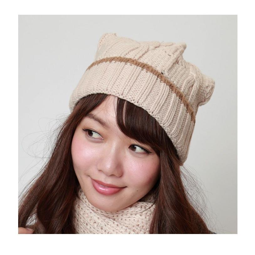 【SALE価格】帽子 ニットキャップ ポンポン付ケーブル編みニットキャップ |  | 01