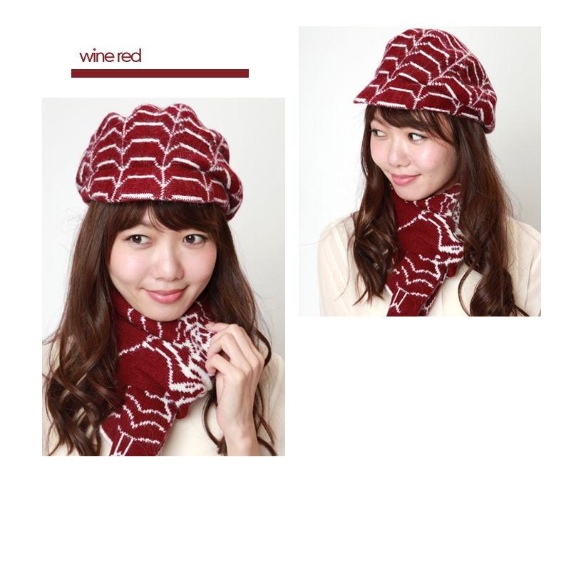 【SALE価格】同柄マフラー付き　スパイダーソフト　フェルトベレー帽 |  | 03