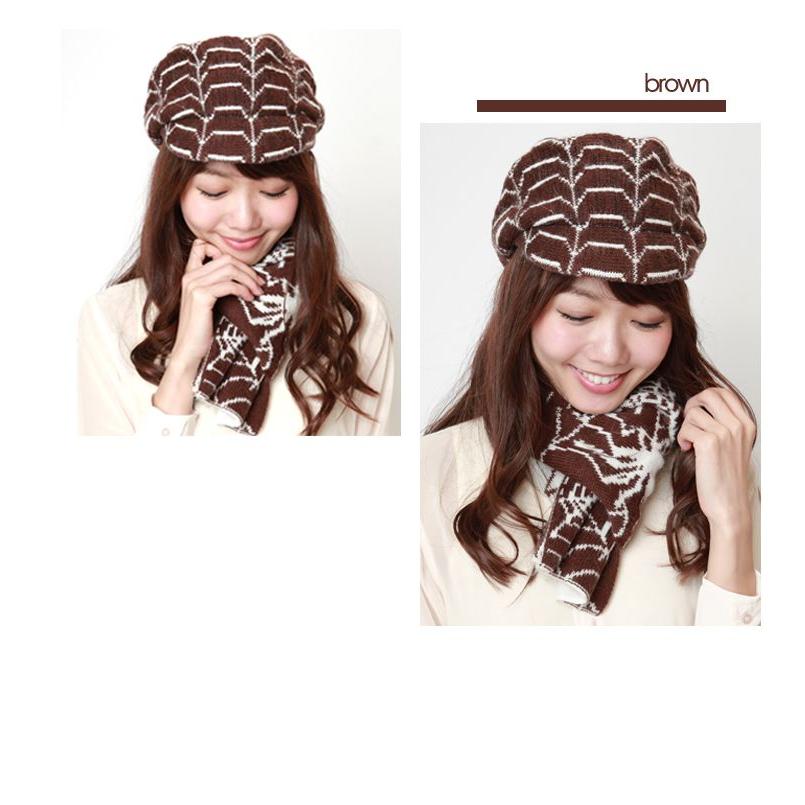 【SALE価格】同柄マフラー付き　スパイダーソフト　フェルトベレー帽 |  | 04