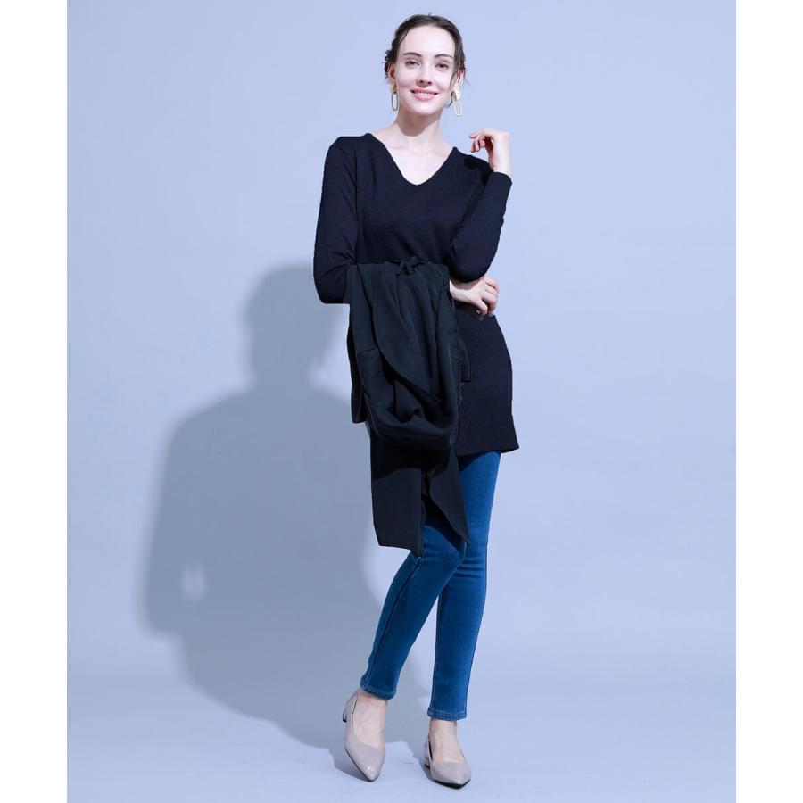 ニット チュニック 無地 Vネックニットチュニック ワンピース ワンピ レディース ニット シンプル ベーシック |  | 13