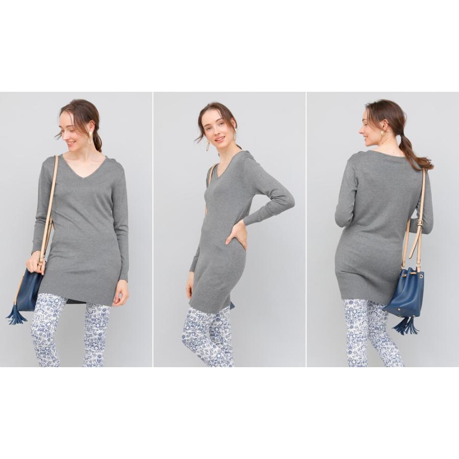 ニット チュニック 無地 Vネックニットチュニック ワンピース ワンピ レディース ニット シンプル ベーシック |  | 14