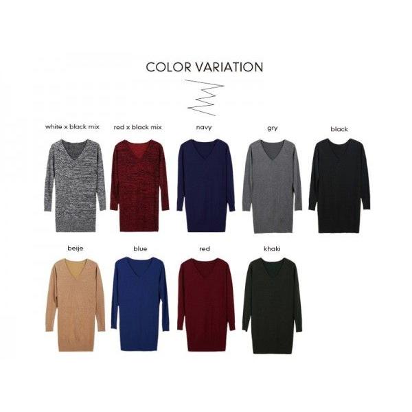 ニット カジュアル チュニック Vネックロングニットトップ |  | 05