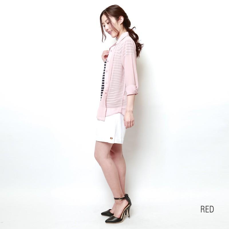 シフォンシャツ ブラウス 透け感 ホワイト ブラック ピンク |  | 04