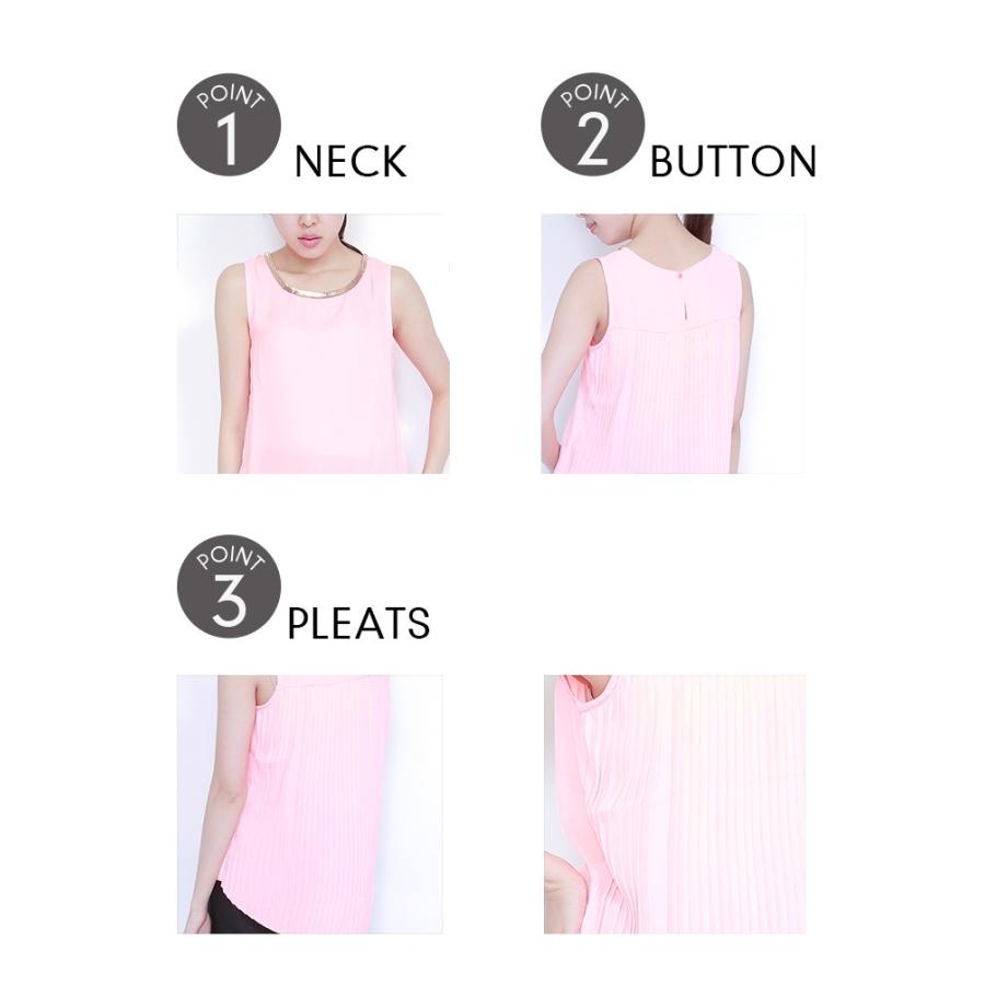 シフォントップ トップス バックプリーツ カットソー ノースリーブ タンク |  | 02