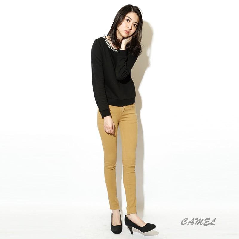 パンツ スキニー レギパン 無地 ハイウェストストレッチカラーデニムパンツ |  | 02