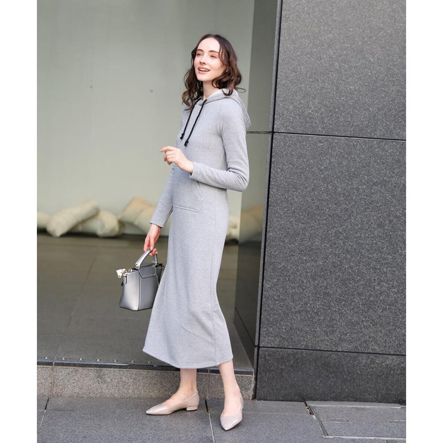 裏起毛ワンピース ロング パーカーワンピース 裏起毛 あったか 暖か