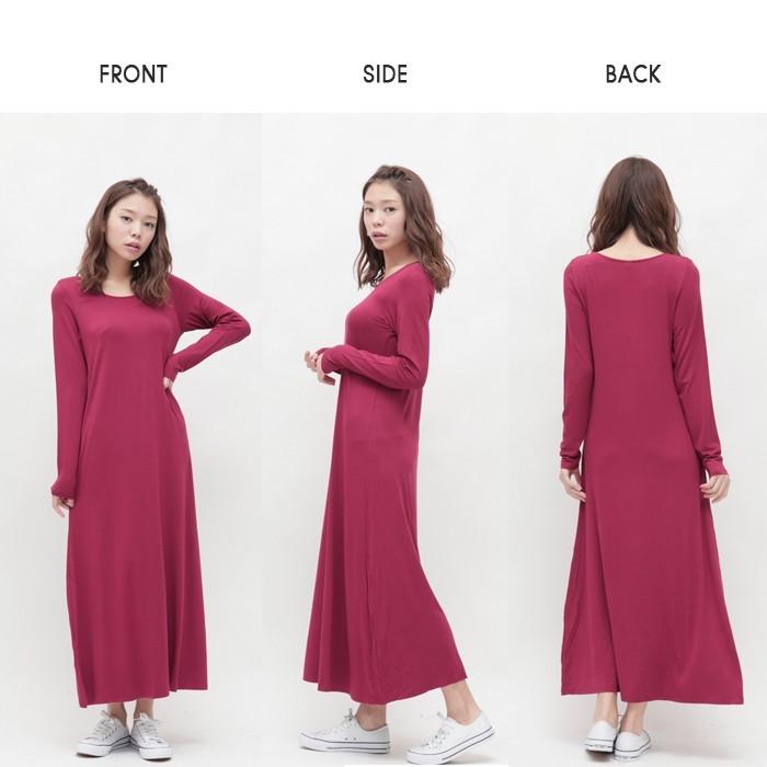 ワンピース マキシワンピ 無地 ロングスリーブマキシTシャツワンピース |  | 02