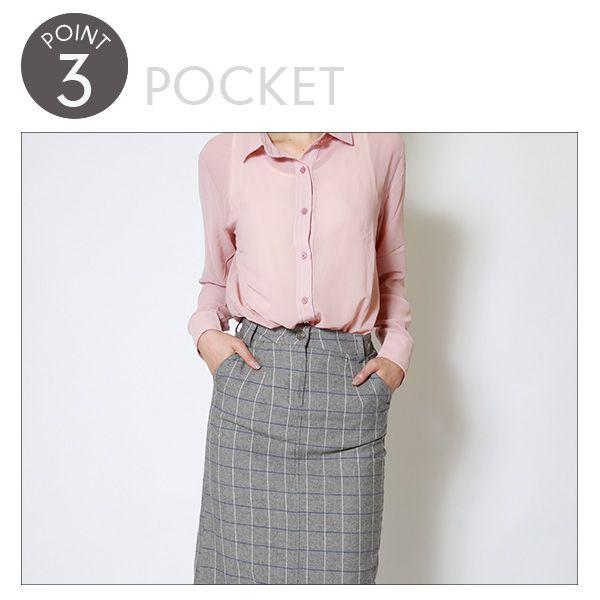 スカート タイトスカート チェック ひざ丈 格子柄タイトスカート |  | 03