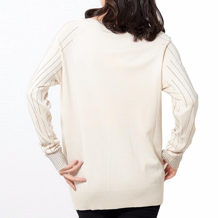 ラインストーンニット 前面ラインストーン 袖ラインストーン ニット セーター レディース トップス ミセス クルーネック ストーン 長袖 |  | 04