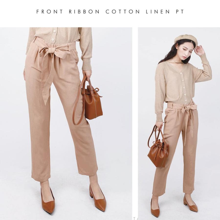 パンツ テーパードパンツ 麻 リネン フロントリボンリネンパンツ レディース 春 春服 通勤 仕事 職場 フォーマル ビジネス |  | 08