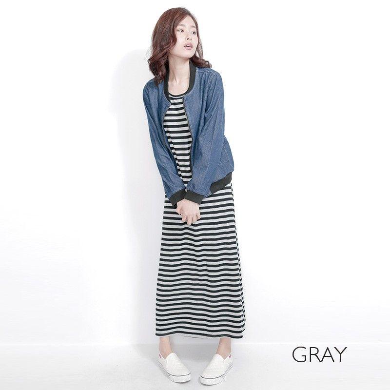ワンピース マキシワンピ ボーダー ショートスリーブボーダーロングTシャツワンピース |  | 05
