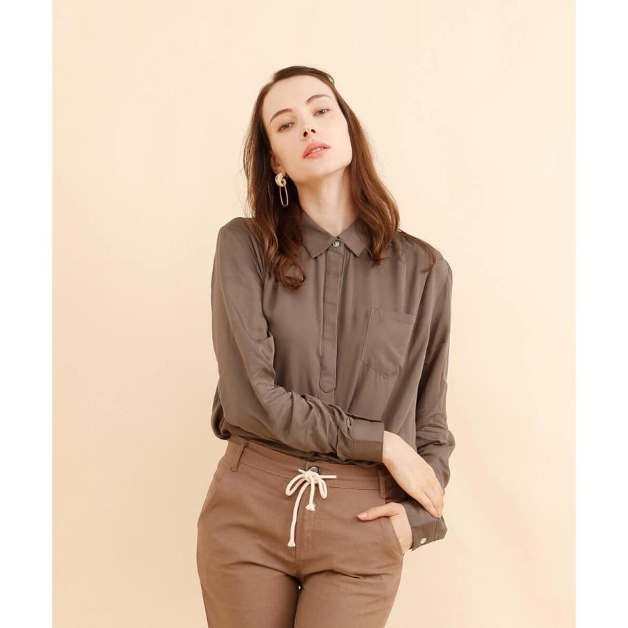 【秋の必需品】ブラウス シャツ とろみ ドレープ ジョーゼットドレープシャツ |  | 01