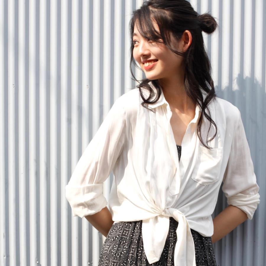 【秋の必需品】ブラウス シャツ とろみ ドレープ ジョーゼットドレープシャツ |  | 17