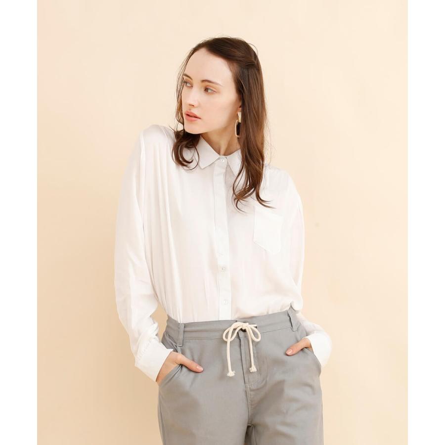 【秋の必需品】ブラウス シャツ とろみ ドレープ ジョーゼットドレープシャツ |  | 02
