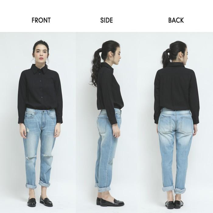 ダメージデニムロールアップパンツ　レディース　ダメージデニム　ボーイフレンドデニム　ボトムス　ジーンズ |  | 02