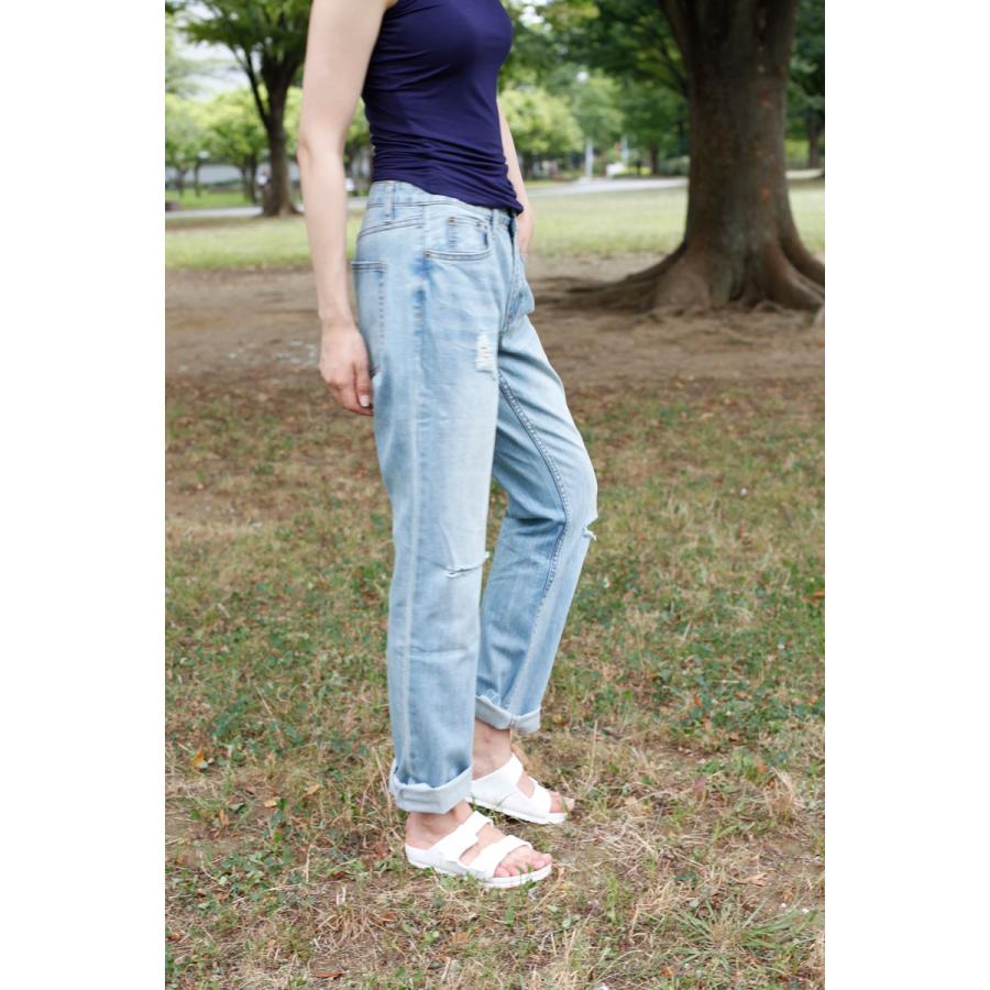 ダメージデニムロールアップパンツ　レディース　ダメージデニム　ボーイフレンドデニム　ボトムス　ジーンズ |  | 05