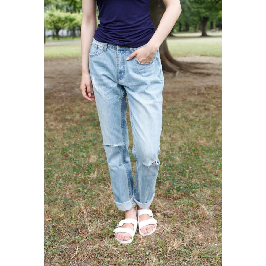 ダメージデニムロールアップパンツ　レディース　ダメージデニム　ボーイフレンドデニム　ボトムス　ジーンズ |  | 07