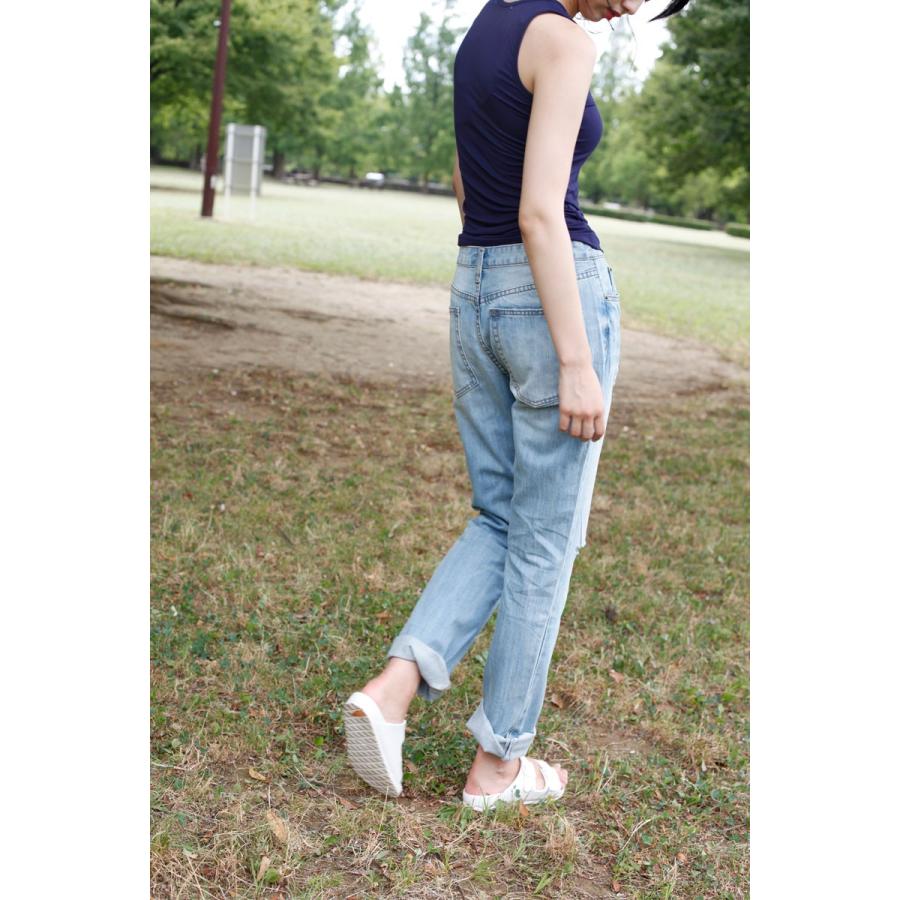 ダメージデニムロールアップパンツ　レディース　ダメージデニム　ボーイフレンドデニム　ボトムス　ジーンズ |  | 09