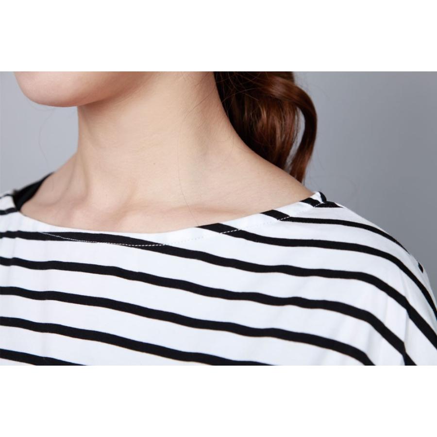 クルーネックワイドボーダートップス カットソー 肩落ち ボーダー ロンティー レディース トップス 春 秋 冬 |  | 03