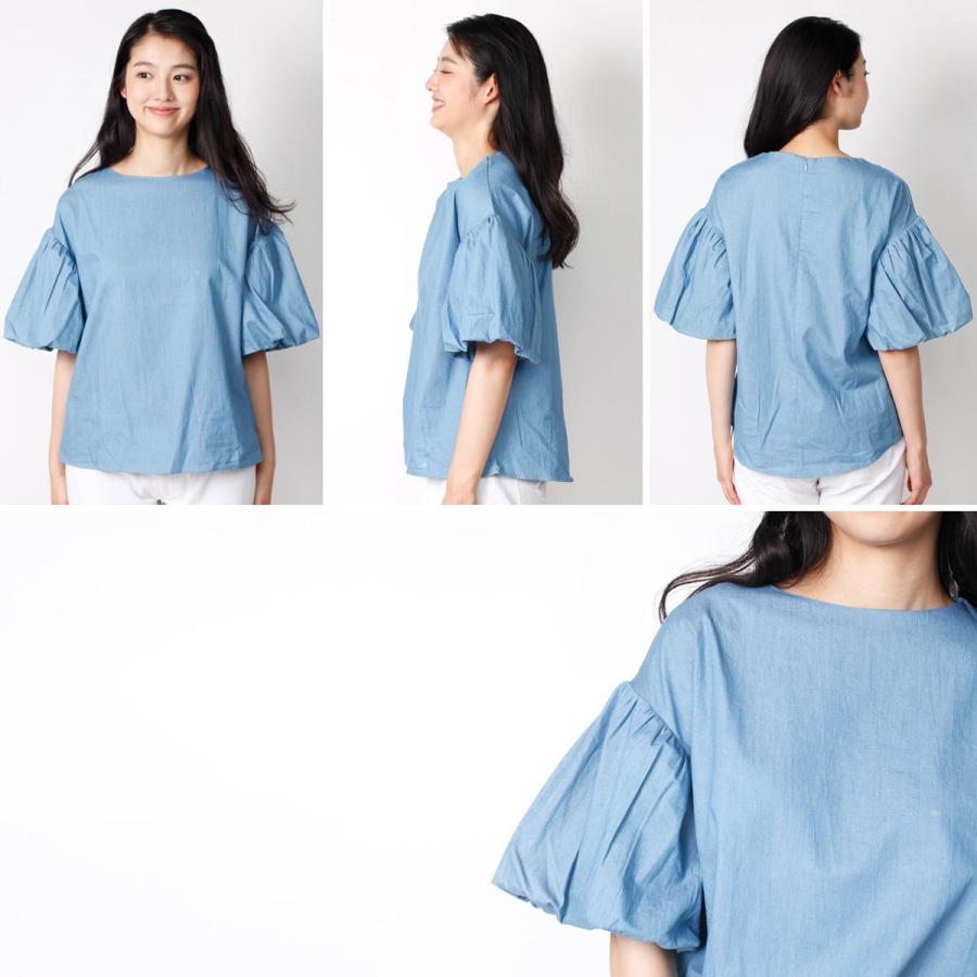 バルーンスリーブデニムプルオーバー デニム レディース フレアスリーブ バルーン袖 ボリューム袖  春 夏 秋 トップス |  | 03