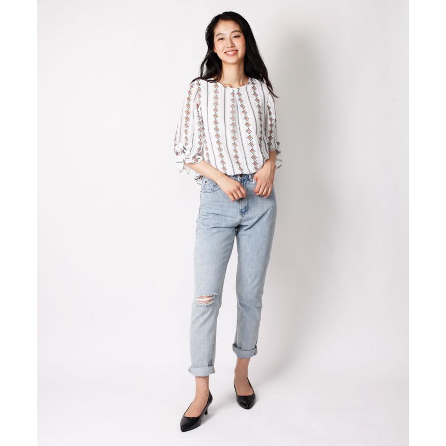 袖リボン総柄シフォンブラウス 絞り袖 シフォン ブラウス トップス レディース オフィス シャツ 春 秋 |  | 04