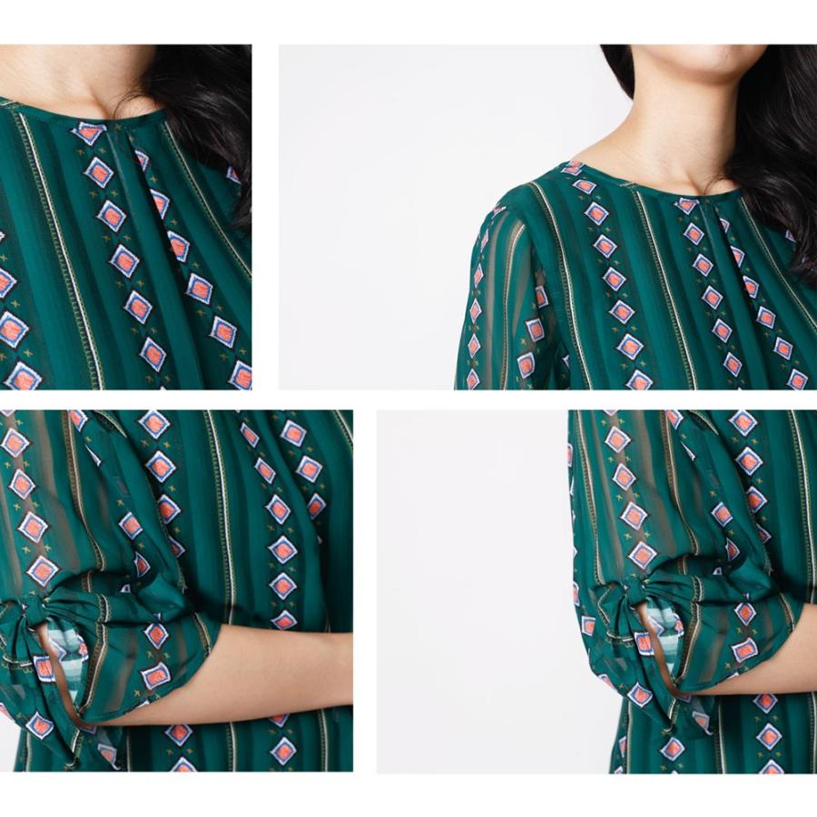 袖リボン総柄シフォンブラウス 絞り袖 シフォン ブラウス トップス レディース オフィス シャツ 春 秋 |  | 07