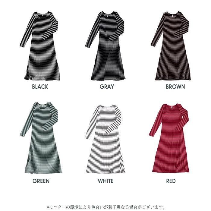 ワンピース マキシワンピ ボーダー ロングスリーブボーダーロングTシャツワンピース |  | 01