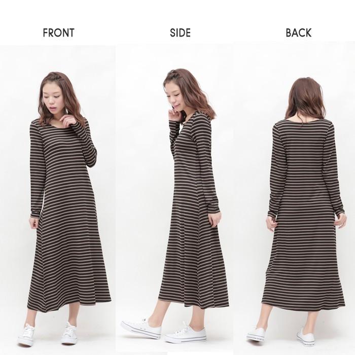 ワンピース マキシワンピ ボーダー ロングスリーブボーダーロングTシャツワンピース |  | 02