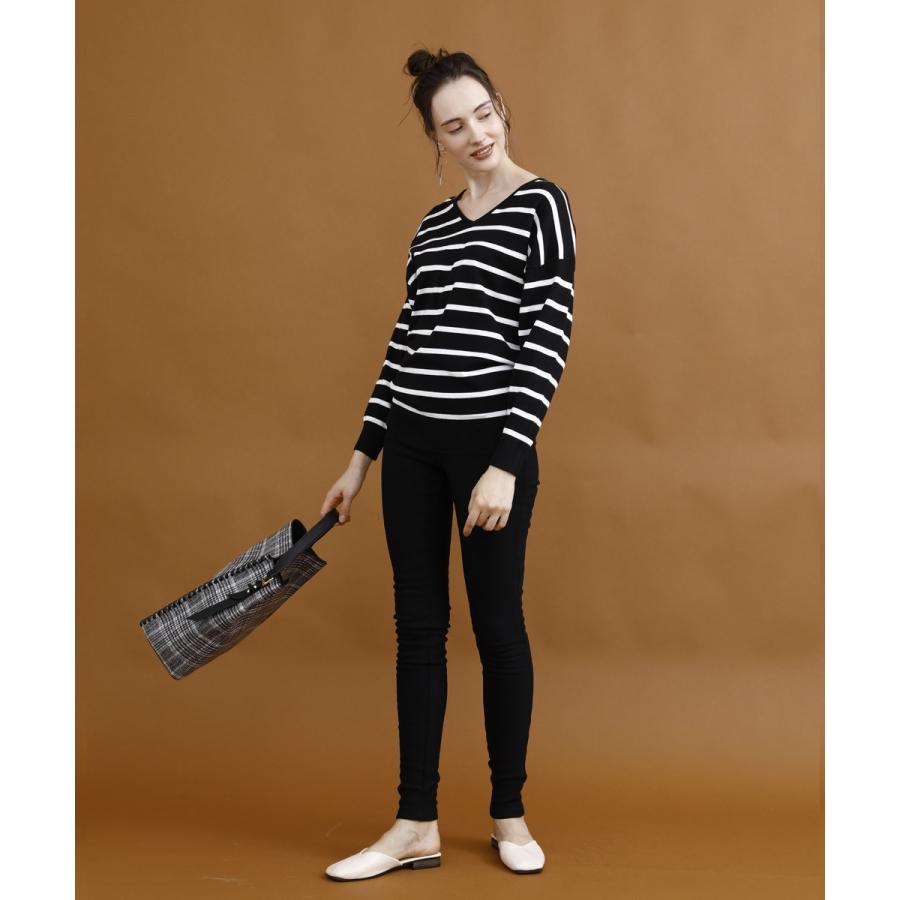 ニット 秋冬 ボーダー レディース ゆったり 体系カバー セーター トップス ライトニット 秋 Vネック 無地 |  | 01