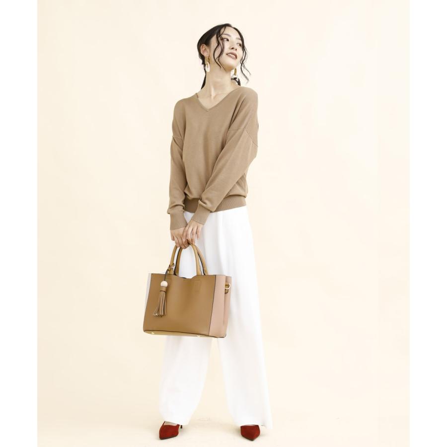 ニット 秋冬 ボーダー レディース ゆったり 体系カバー セーター トップス ライトニット 秋 Vネック 無地 |  | 11