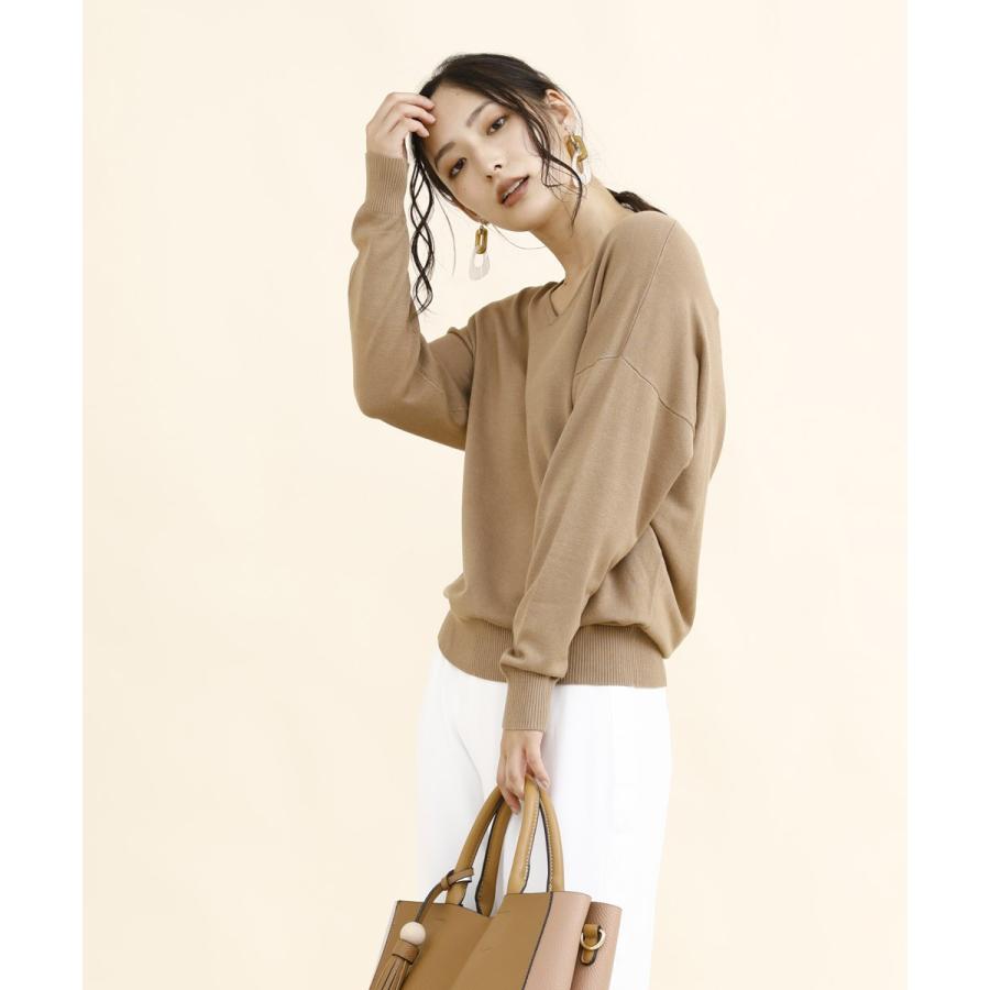 ニット 秋冬 ボーダー レディース ゆったり 体系カバー セーター トップス ライトニット 秋 Vネック 無地 |  | 12