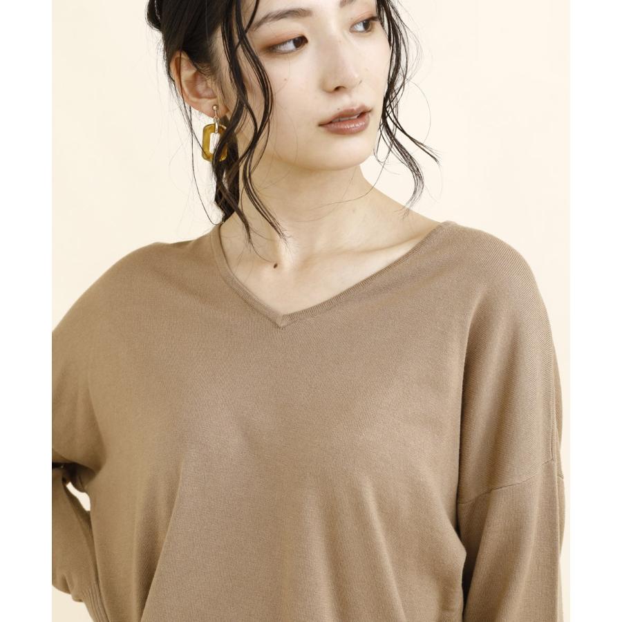 ニット 秋冬 ボーダー レディース ゆったり 体系カバー セーター トップス ライトニット 秋 Vネック 無地 |  | 15