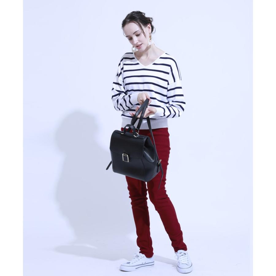 ニット 秋冬 ボーダー レディース ゆったり 体系カバー セーター トップス ライトニット 秋 Vネック 無地 |  | 09